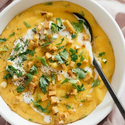 Vegane Kartoffelsuppe mit Räuchertofu